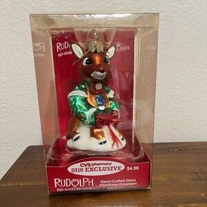 CVS 2010 Rudolf the Red Nosed Reindeer Glass Ornament